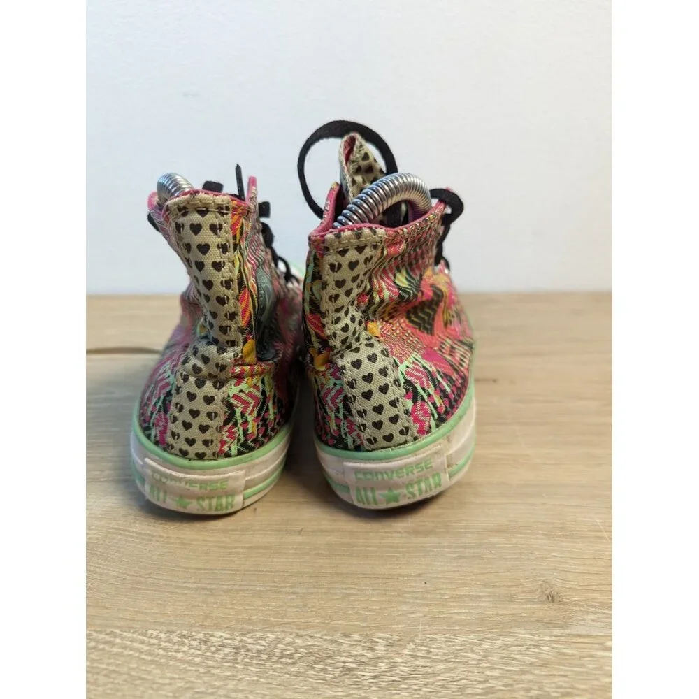 Converse Sz 5 Bright Patch HEARTS Zig Zags Chevron Stripes Retro HI TOP Women's